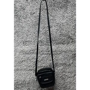 Multisac Black Zipper Multi Compartment Crossbody Purse Bag